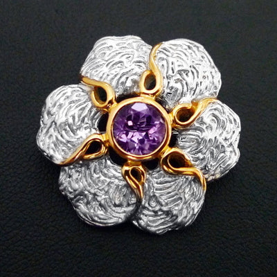 Utopia Flower Sterling Silver Brooch - Juvite Jewelry - sterling silver 14k gold plated jewelry
