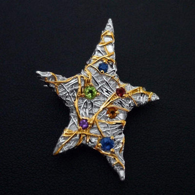 Bethlehem Star Sterling Silver Brooch - Juvite Jewelry - sterling silver 14k gold plated jewelry