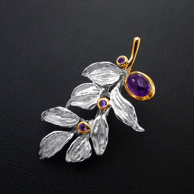 Spirit Leaf Sterling Silver Brooch - Juvite Jewelry - sterling silver 14k gold plated jewelry