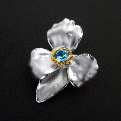 Orchid Sterling Silver Brooch - Juvite Jewelry - sterling silver 14k gold plated jewelry