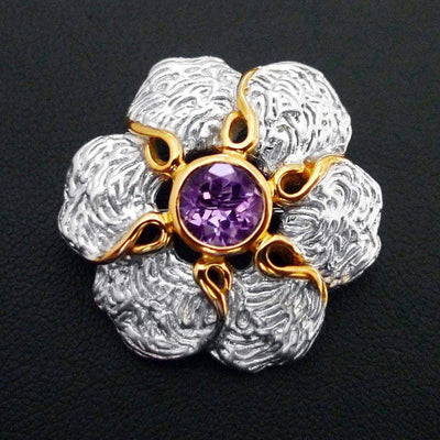 Utopia Flower Sterling Silver Brooch-Pendant - Juvite Jewelry - sterling silver 14k gold plated jewelry