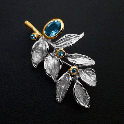 Spirit Leaf Sterling Silver Brooch-Pendant - Juvite Jewelry - sterling silver 14k gold plated jewelry