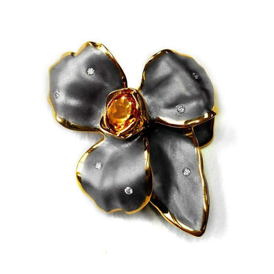 Orchid Sterling Silver Brooch-Pendant - Juvite Jewelry - sterling silver 14k gold plated jewelry