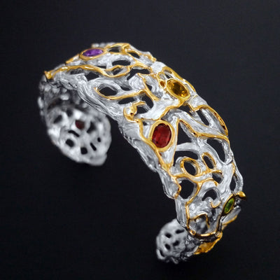 Smooth Lava Sterling Silver Bracelet - Juvite Jewelry - sterling silver 14k gold plated jewelry