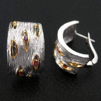 Birch Bark Sterling Silver Earrings - Juvite Jewelry - sterling silver 14k gold plated jewelry