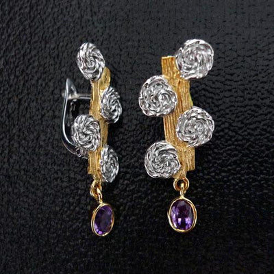 Winter Rose Sterling Silver Earrings - Juvite Jewelry - sterling silver 14k gold plated jewelry