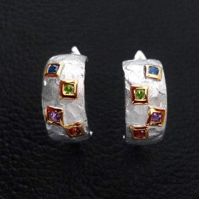 Exotic Squares Sterling Silver Earrings - Juvite Jewelry - sterling silver 14k gold plated jewelry