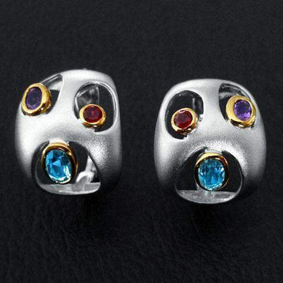 Andromeda Galaxy Sterling Silver Earrings - Juvite Jewelry - sterling silver 14k gold plated jewelry
