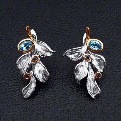 Spirit Leaf Sterling Silver Earrings - Juvite Jewelry - sterling silver 14k gold plated jewelry