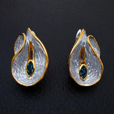 Lust Slice Sterling Silver Earrings - Juvite Jewelry - sterling silver 14k gold plated jewelry