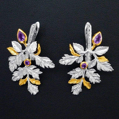 Falcon Flora Sterling Silver Earrings - Juvite Jewelry - sterling silver 14k gold plated jewelry