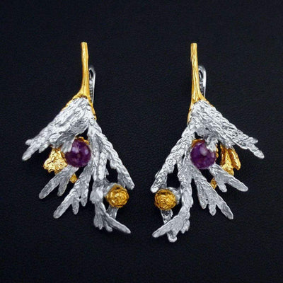 Thuja Flora Sterling Silver Earrings - Juvite Jewelry - sterling silver 14k gold plated jewelry