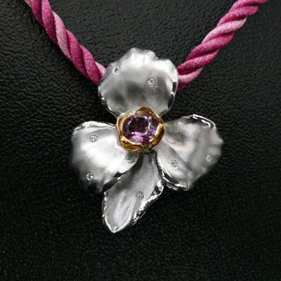 Orchid Sterling Silver Pendant - Juvite Jewelry - sterling silver 14k gold plated jewelry