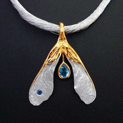 Maple Seed Sterling Silver Pendant - Juvite Jewelry - sterling silver 14k gold plated jewelry