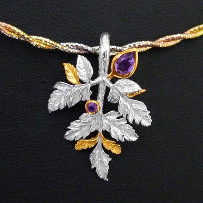 Falcon Flora Sterling Silver Pendant - Juvite Jewelry - sterling silver 14k gold plated jewelry