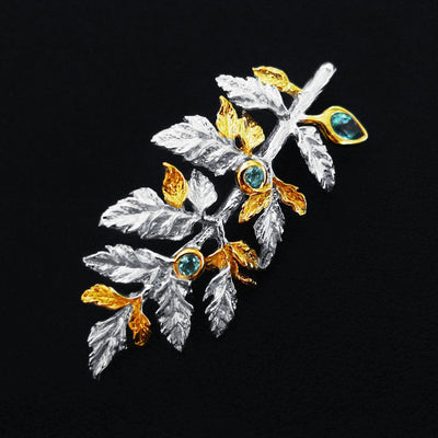 Flora Branch Sterling Silver Pendant - Juvite Jewelry - sterling silver 14k gold plated jewelry