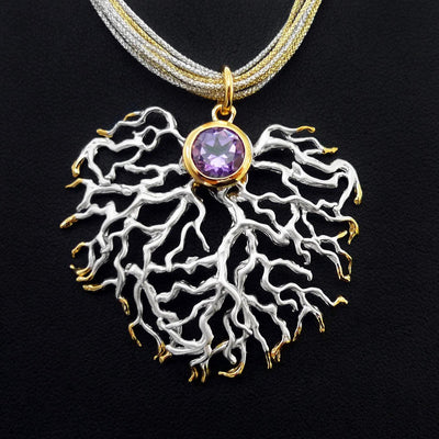 Sanctuary Net Sterling Silver Pendant - Juvite Jewelry - sterling silver 14k gold plated jewelry