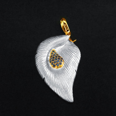 Palm Leaf Sterling Silver Pendant - Juvite Jewelry - sterling silver 14k gold plated jewelry