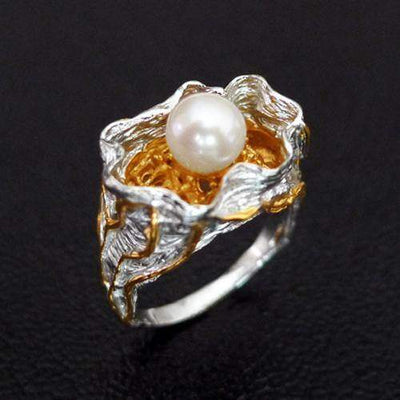 Aqua Pearl Sterling Silver Ring - Juvite Jewelry - sterling silver 14k gold plated jewelry