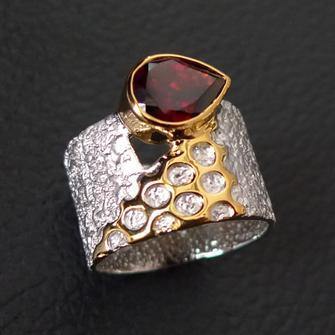 Rhodium Gold Honeycomb Ring - Juvite Jewelry - sterling silver 14k gold plated jewelry