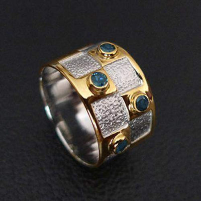 Checkered Sterling Silver Ring - Juvite Jewelry - sterling silver 14k gold plated jewelry