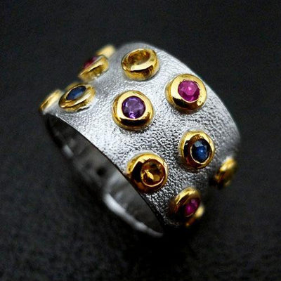 Luna Sterling Silver Gemstone Ring - Juvite Jewelry - sterling silver 14k gold plated jewelry