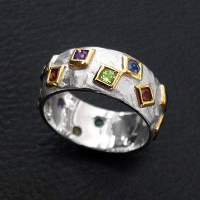 Exotic Squares Sterling Silver Ring - Juvite Jewelry - sterling silver 14k gold plated jewelry