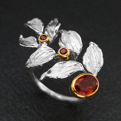 Spirit Leaf Rhodium Gold Ring - Juvite Jewelry - sterling silver 14k gold plated jewelry
