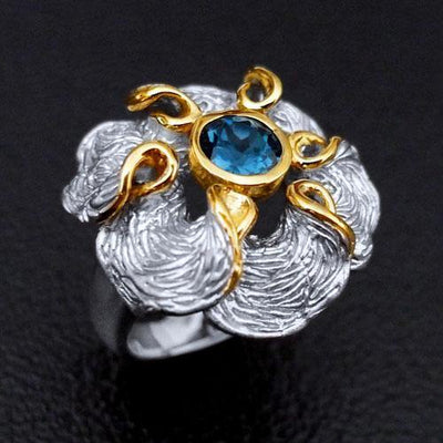 Utopia Flower Rhodium Gold Ring - Juvite Jewelry - sterling silver 14k gold plated jewelry
