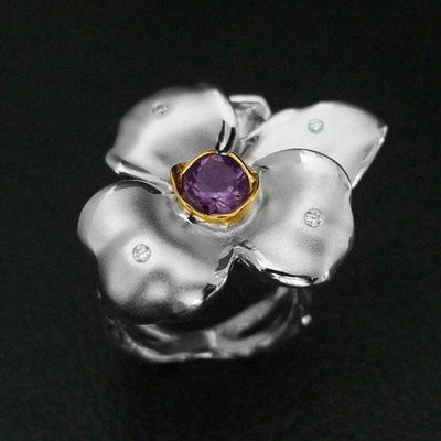 Orchid Sterling Silver Ring - Juvite Jewelry - sterling silver 14k gold plated jewelry