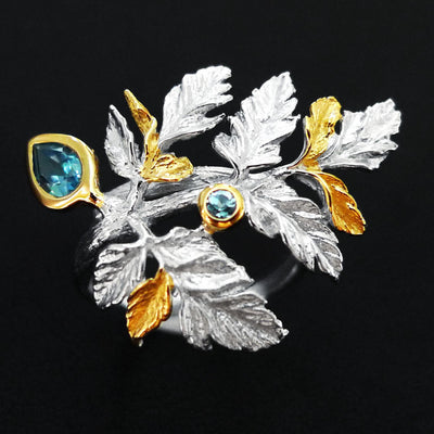 Falconian Flora Rhodium Gold Ring - Juvite Jewelry - sterling silver 14k gold plated jewelry