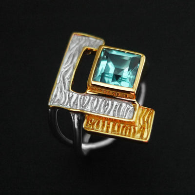 Shatter Square Sterling Silver Ring - Juvite Jewelry - sterling silver 14k gold plated jewelry
